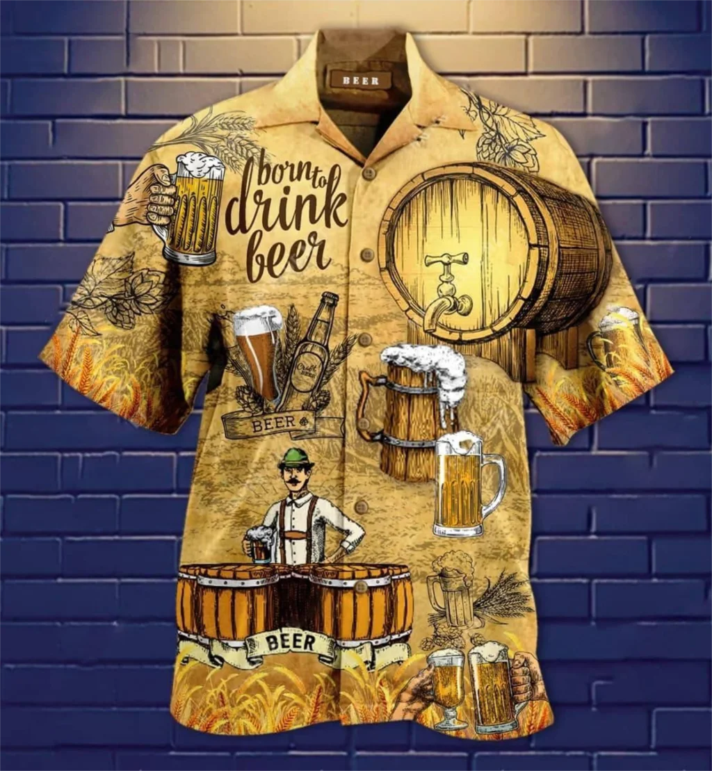 

Men's Shirts Beer 3d Print Shirt Men Fashion Shirts Single-Breasted Short Sleeve Hawaiian Shirt Beach Casual Blouse Clothes Teen