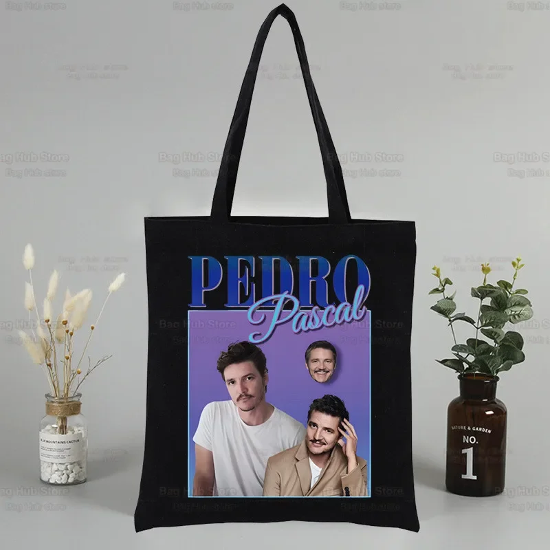 Pedro Pascal My Boy Friend Black Tote Bag Unisex Canvas Bags Shopping Bags Casual Shoulder Bag Foldable