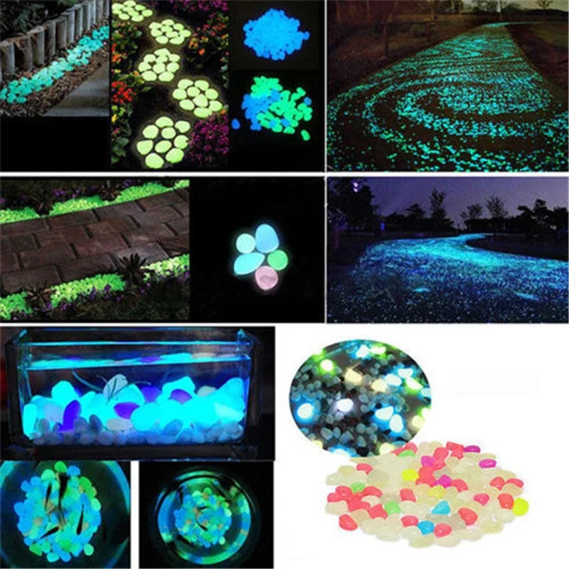 Description Picture 2 of item50pcs Luminous Stone Fluorescent Gravel Pebbles Aquarium Fish Tank Garden Decoration In The Dark Glowing Stones