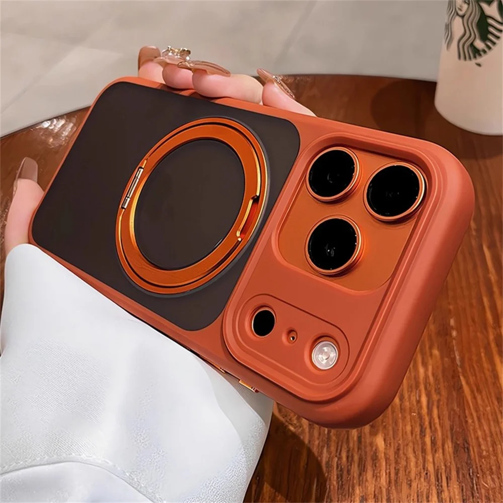 Luxury Magnetic Aluminum Alloy Stand Phone Case with 360° Rotating Folding Bracket Protective Cover