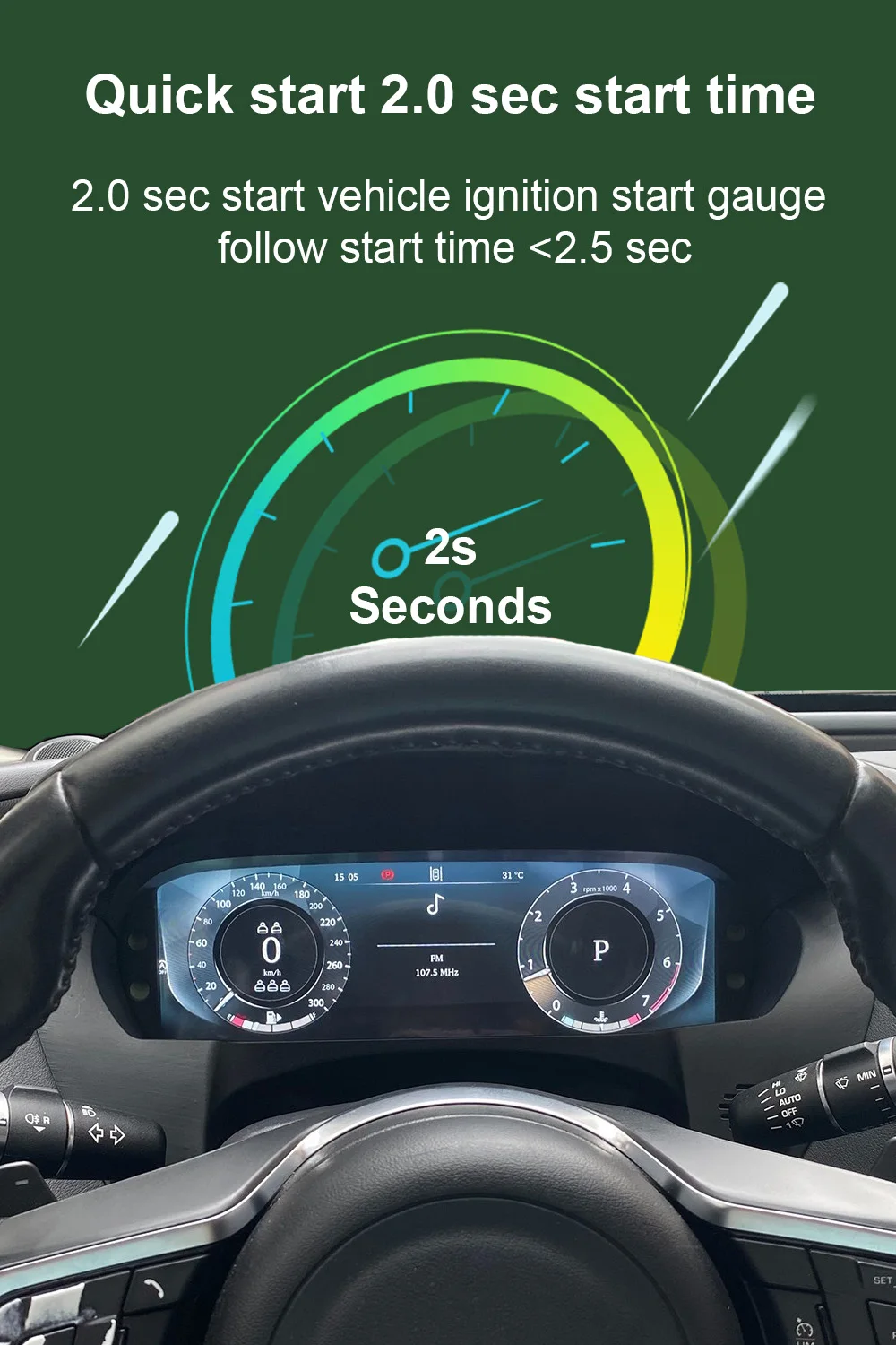 For Jaguar XE/F-PACE 2016-2020 Carplay LCD Digital Instrument Cluster Speedomete