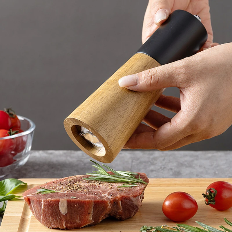 6 Inches Manual Pepper Grinder Salt Spice Mills Kitchen Wooden Pepper Powder Seasoning Shaker Grinder Bottle with Ceramic Rotor