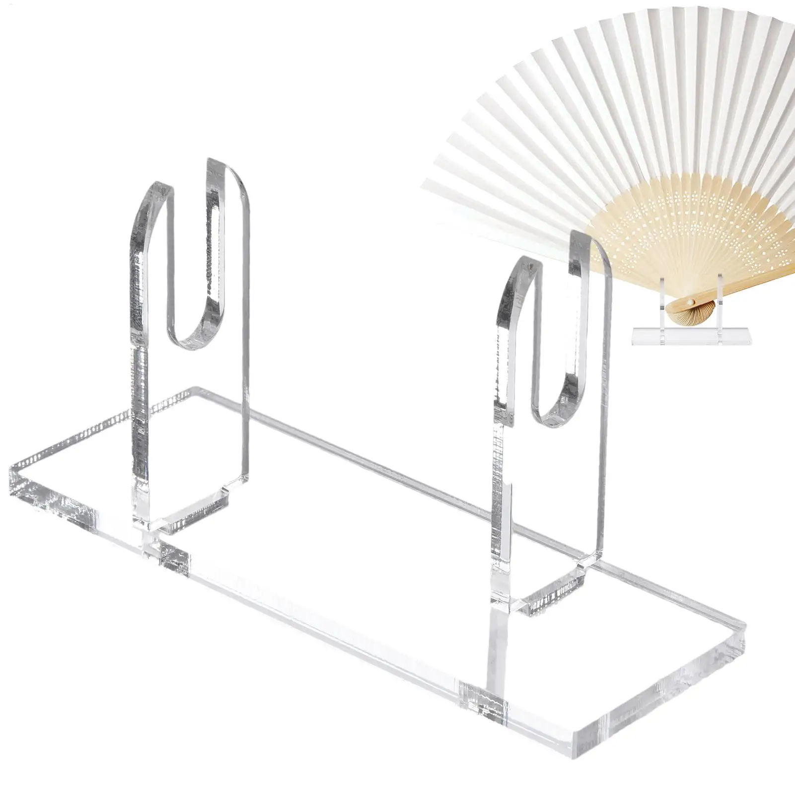 Fan Display Stand Acrylic Hand Fan Holder Clear Folding Cooling Tool Organizer Stage Performance Props Rack  for Store Home