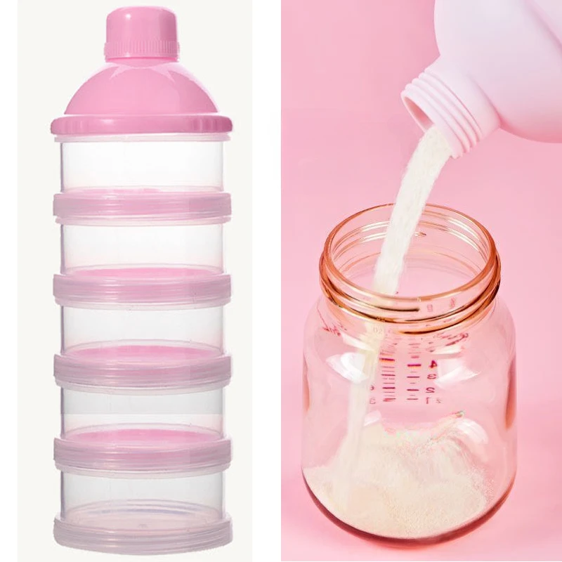 Portable Milk Powder Formula Dispenser Food Container Storage 5 Grid For Baby Kids Toddler