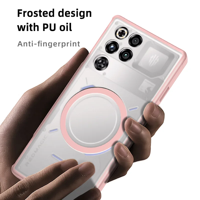 Magnetic Wireless Charging Transparent Frosted Shockproof Phone Case
