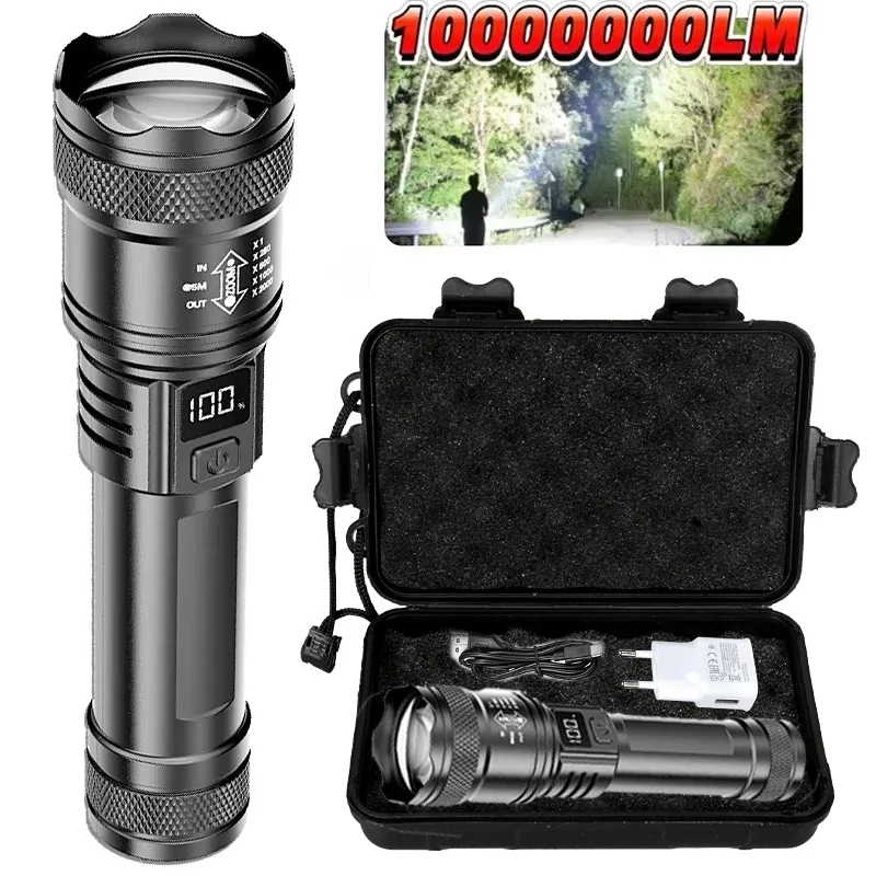 2000LM 초강력 P50 LED 손전등 전술용 EDC 비상용 스포트라이트 텔레스코픽 줌 핸드헬드 토치 14500/18650 배터리 포함