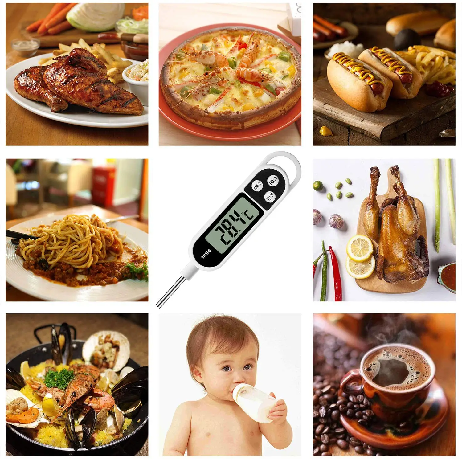 Precision Instant Read Cooking Thermometer with Long Probe