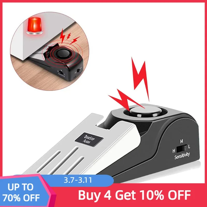 Upgraded Door Stopper Alarm Portable 120db Wedge Security Floor Door