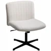 Wide Seat Channel Upholstered Office Chair White Boucle Modern Comfort Relaxation Glam Look Durable Metal Base Ergonomic Design 1