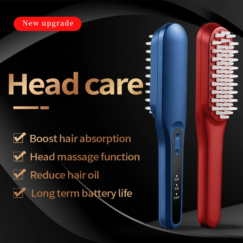 Red Blue Light Photon Therapy Hair Massage Brush Electric Vibration Hair Growth Scalp Massager Comb for Head Neck Whole Body Use whole body multifunctional neck massage cushion shiatsu massage chair heated vibration kneading roller back foot massager