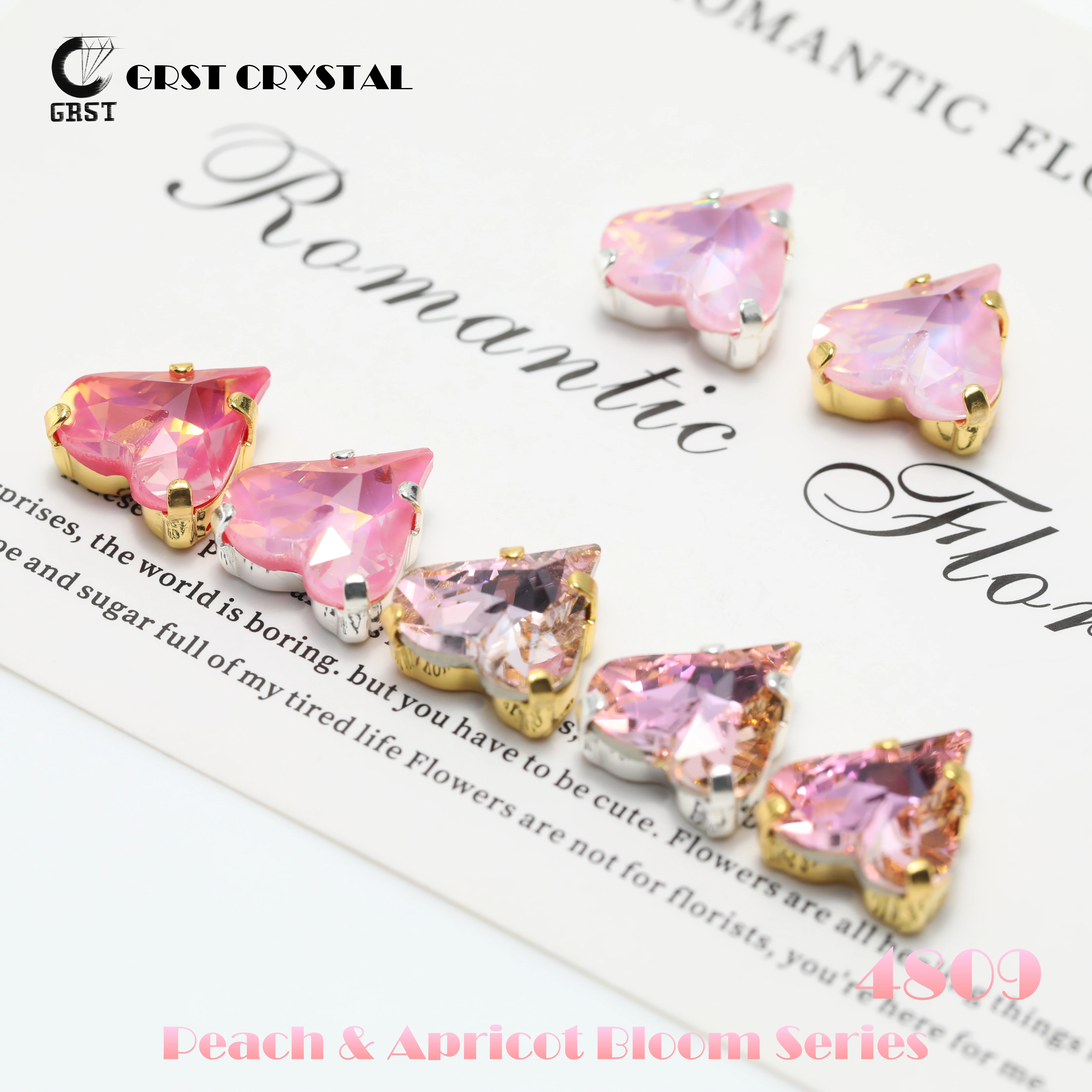 4809 Sweet Heart Pointed Back Claw Rhinestones Glänzender Kristallstein Pfirsich-Aprikose Bloom Serie DIY-Zubehör Taschen Schuhe Hochzeit