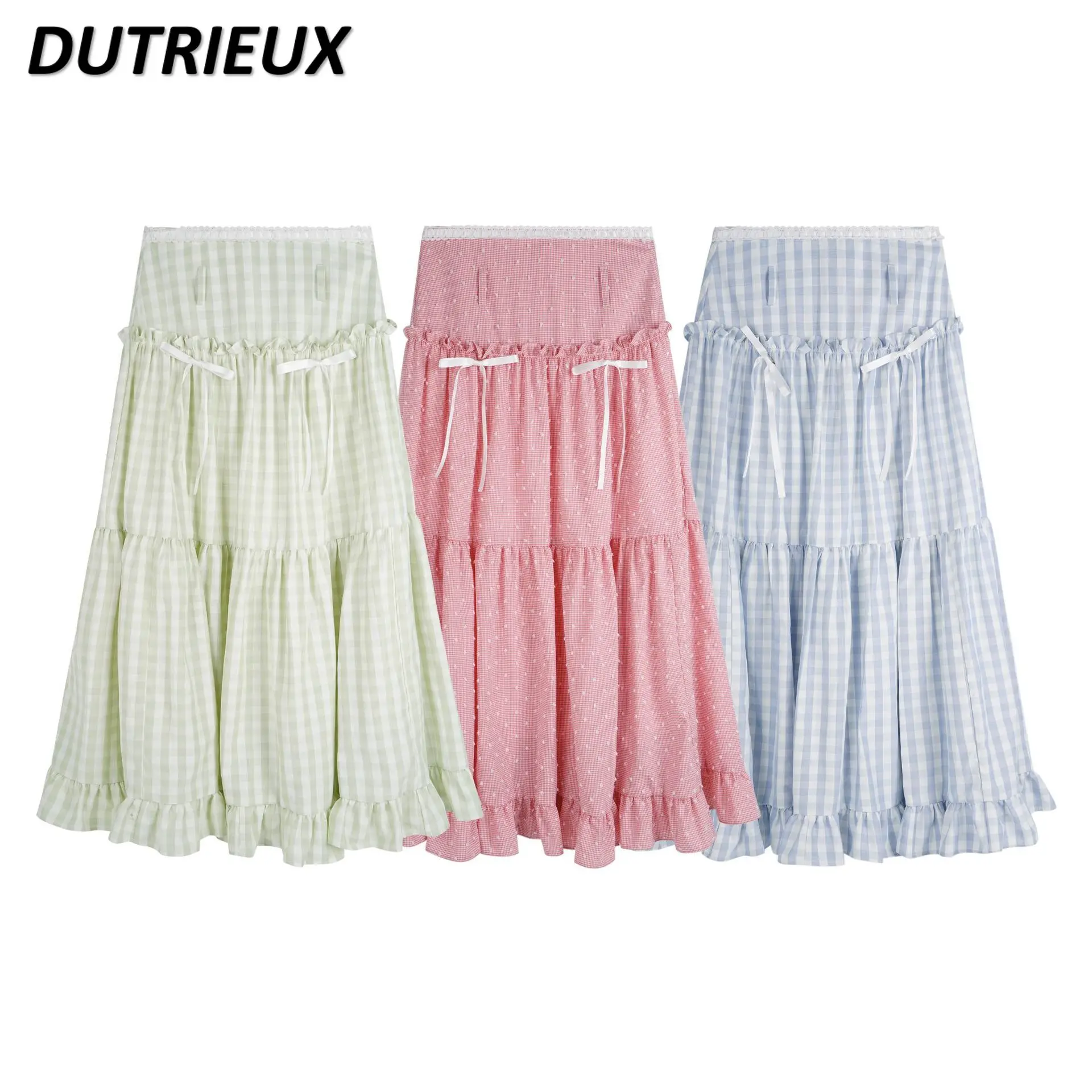 

Women's Clothing 2024 Summer New Cute Sweet Casual Skirts for Lady Korean Style Loose-Fitting Pleated Long Skirt Female