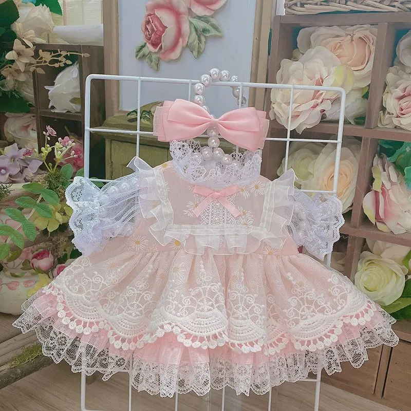 Pink daisy 15cm 20cm 40cm cotton doll wearing skirt