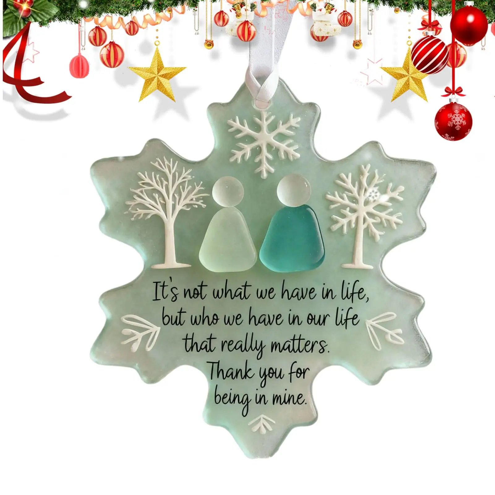 Snowflake shaped sea glass gratitude souvenir Snowflake shaped acrylic friendship decoration handmade friendship snowflake