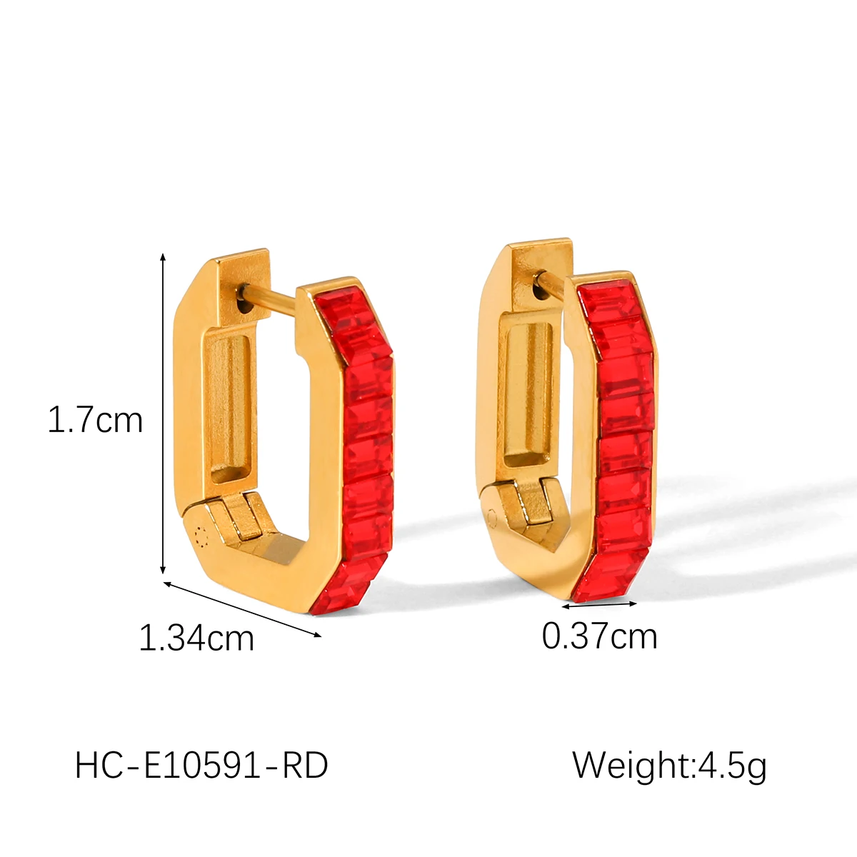 Retro roter Harz Anhänger Pullover Kette Damen Halskette Ring Armband Ohrringe 18K vergoldet Edelstahl Schmuckset – Detail 4