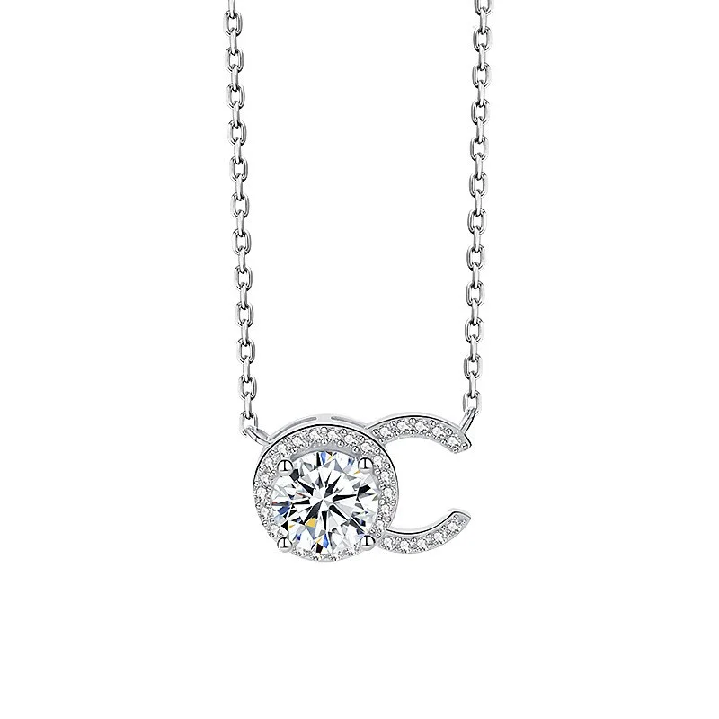 

A2844 Lefei Fashion Luxury Classic Moissanite Fine Design 1CT Letter C Necklaces For Charm Women s925 Silver Party Jewelry Gifts