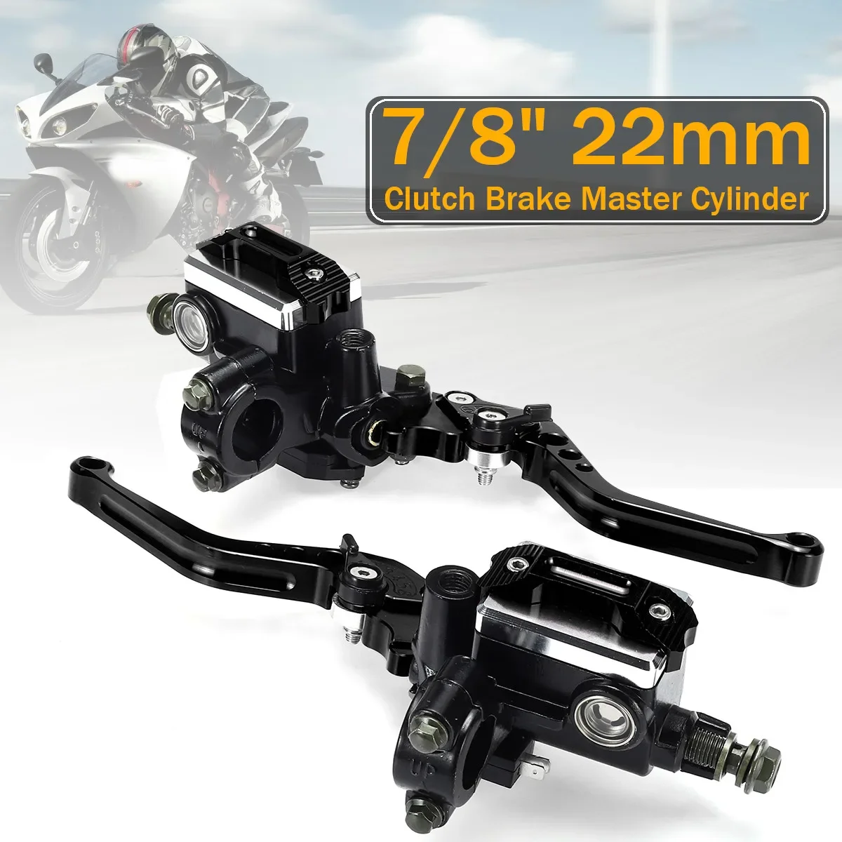 

7/8" 22mm Universal Motorcycle Hydraulic Brake Pump Clutch Lever Master Cylinder Reservoir For 50cc-300cc Sport Bike Street Bike