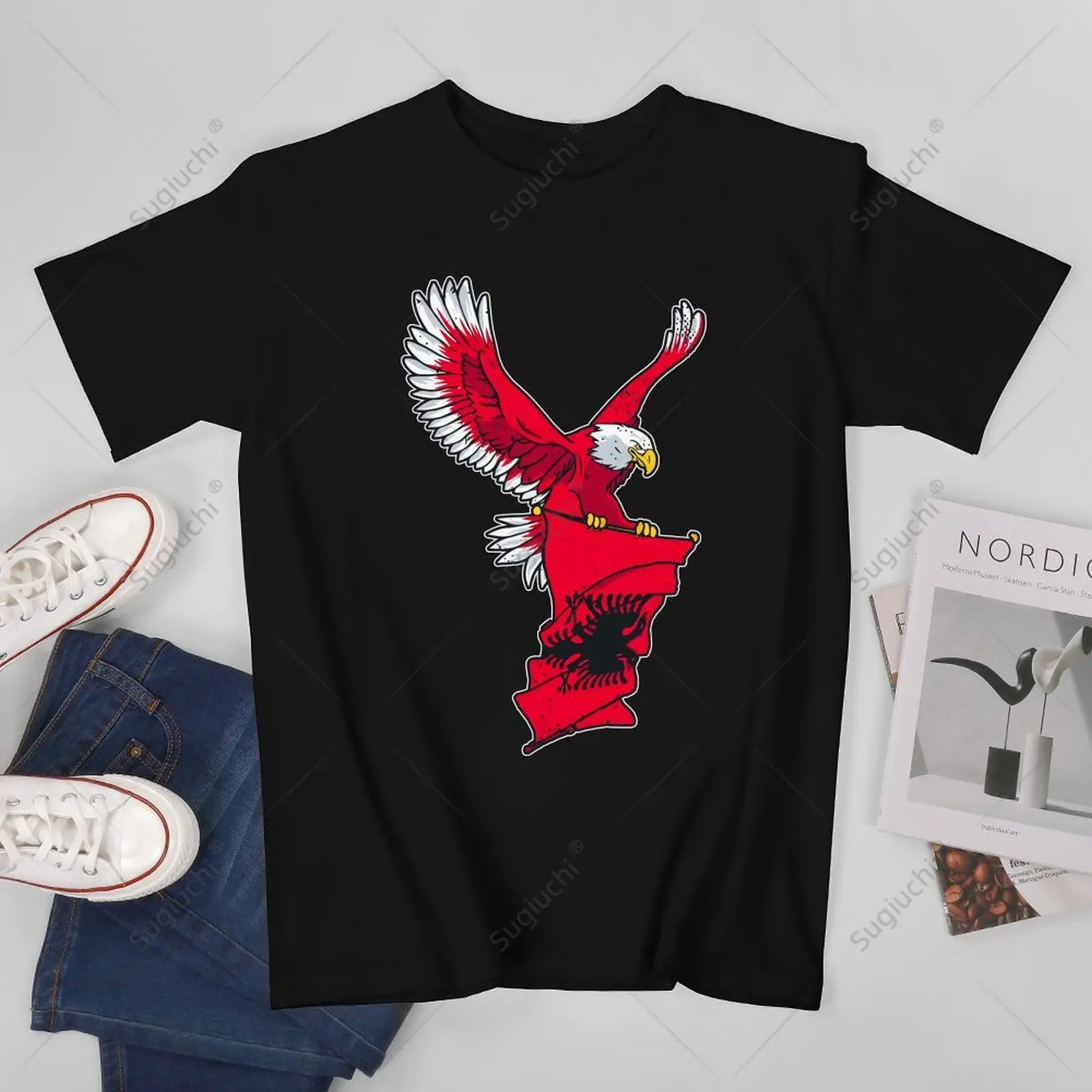 

Unisex Men Albania Eagle Flag Kosovo Balkan Illyrians Tshirt Tees T Shirts Women Boys 100% Cotton T-Shirt