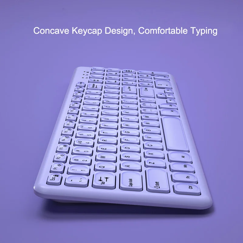 Moda Teclado e Mouse Conjunto de Teclado sem Fio para Computador Gamer Teclados e Mouse Kit Ultra Fino Escritório Ergonômico Gaming Teclado Ratos Roxo - Imagem 5