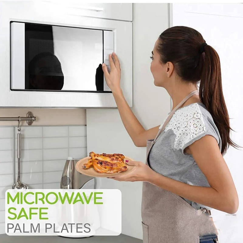Compostable, Biodegradable, Disposable Palm Leaf Plates Sturdy, Microwave & Oven Safe (40, 8 Inch Round Plates)