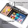 Stainless Steel Waterfall Kitchen Sink Embossed Extra Large Single Slot Multifunctional Dishwashing Sinks For Kitchen 4