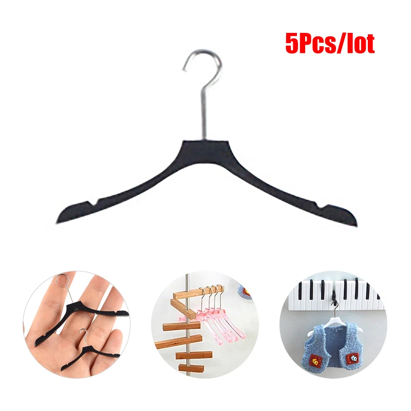 

5Pcs 1:6/1:12 Dollhouse Miniature Color Hangers Clothes Hanging Rack Mini Furniure Model Toy Doll House Home Decor Accessories