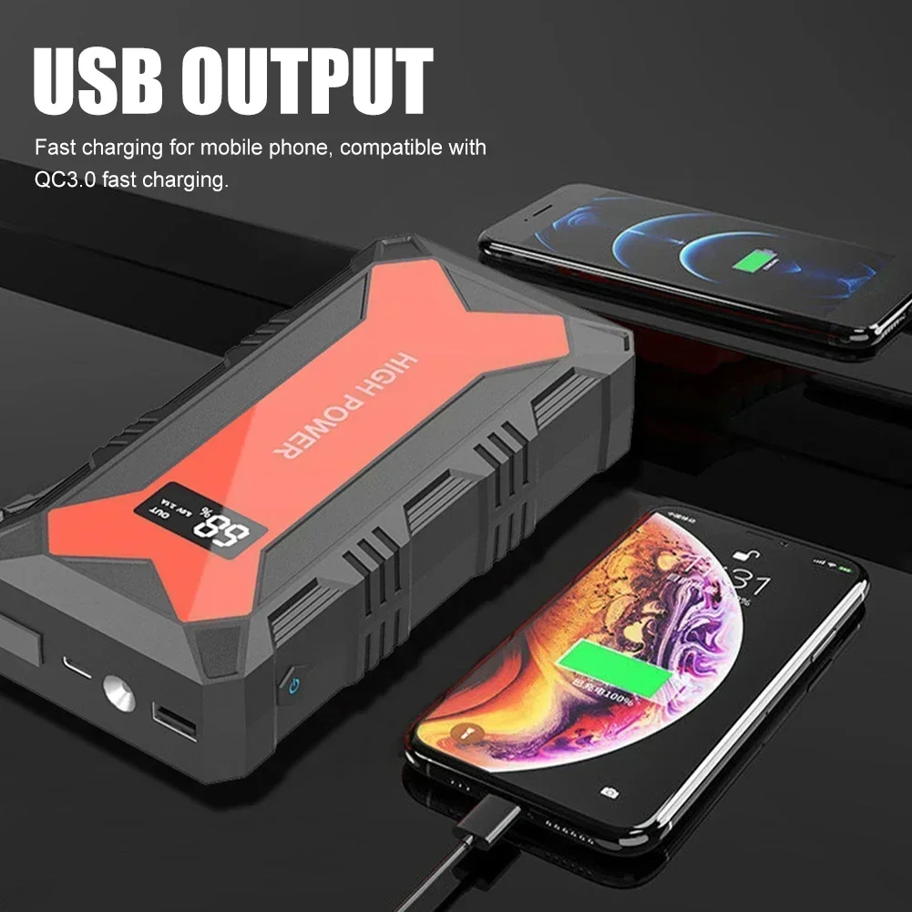 30000mAh Car Battery Jump Starter Power Bank 1600A USB Fast Charger LED Flashlight Emergency Booster Car Starting Device car jump starter jump starter
