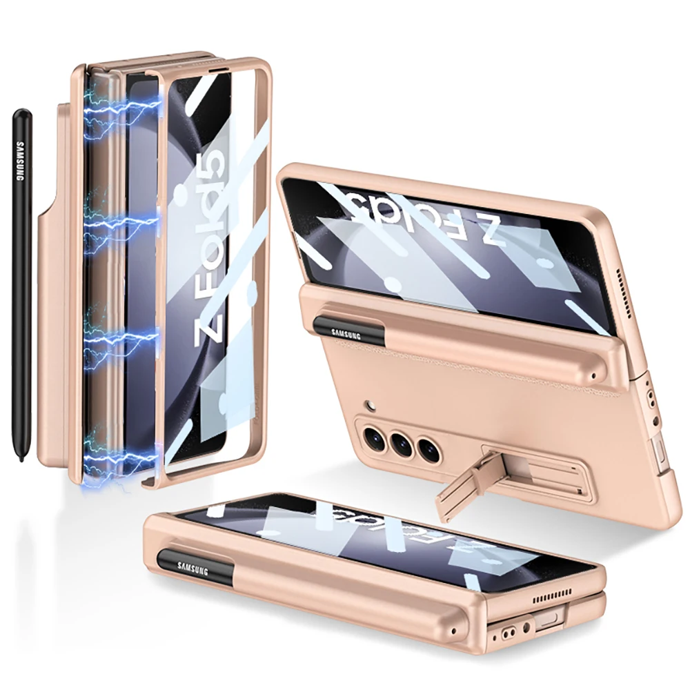 Magnetische Halterung Stift Halter Telefon Fall Für Samsung Galaxy Z Fold 5 5G Fall Kamera Bildschirm Schutz Abdeckung Stoßfest_voghion.com