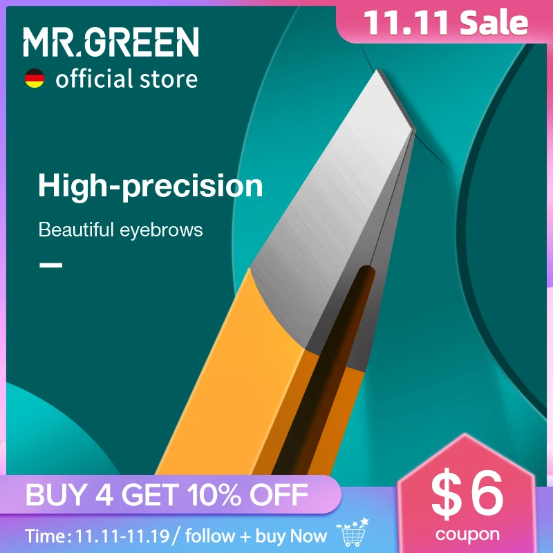 MR.GREEN  Eyebrow Tweezer Colorful Hair Beauty Fine Hairs Puller Stainless Steel Slanted Eye Brow Clips Removal Makeup Tools