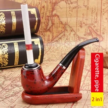 

2 In 1 Bakelite Resin Tobacco Pipe Detachable Filter Bent Pipe Red Men's Smoking Set