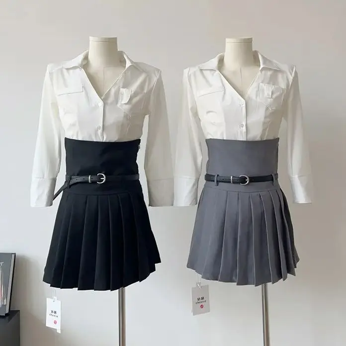

Super High Waisted Pleated Mini Skirt Women Preppy High Waist A-line Slim Micro Outdoor Short Skirt Summer Office Lady Outfits