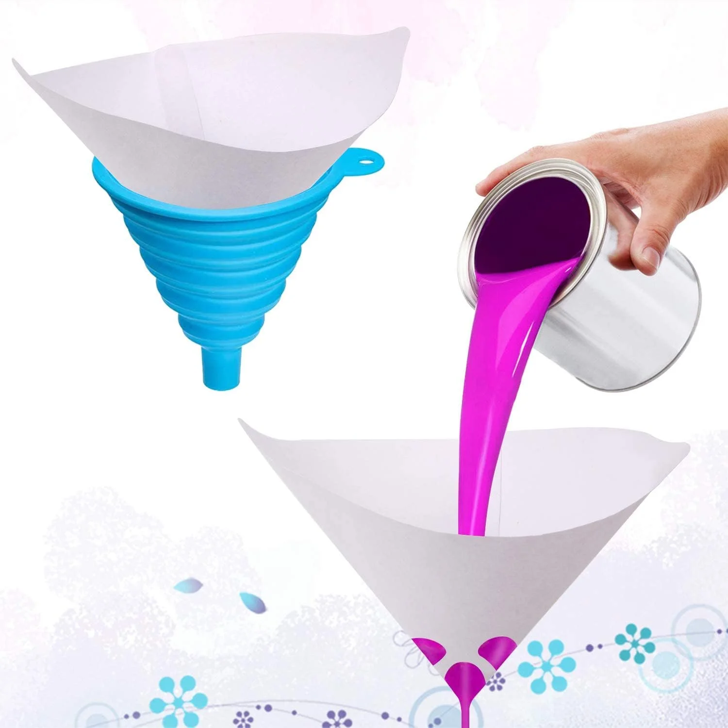 75 Pcs Paint Filter, Resin Filter Disposable Paint Strainers for Automotive Spray Paint, Art Painting Cooking Oil Filter with S