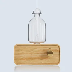 Elegant Waterless Aromatherapy Diffuser for Home - Wood and Glass Design (Wood color)
