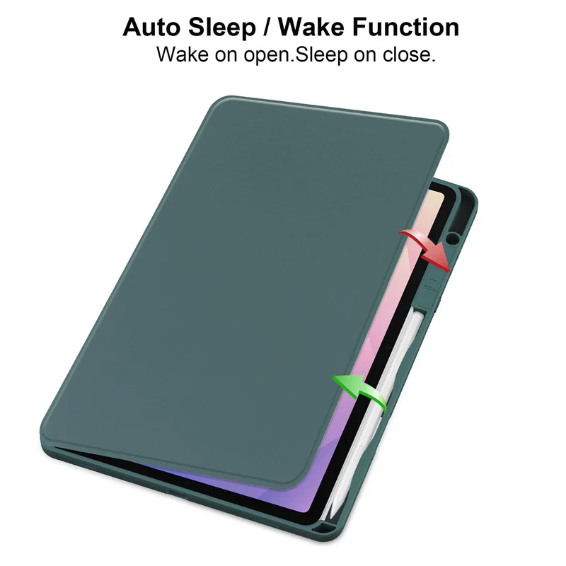 Magnetic Folio Stand Case with Transparent Back and Pen Slot