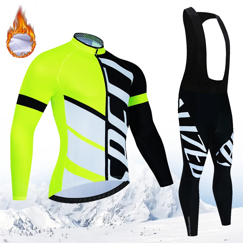 Winter Cycling Clothing Men's Bike Jersey Pro Team 2023 Keep Warm bicycle Bib Pants Set Maillot Thermal Mtb Costume Suit Uniform