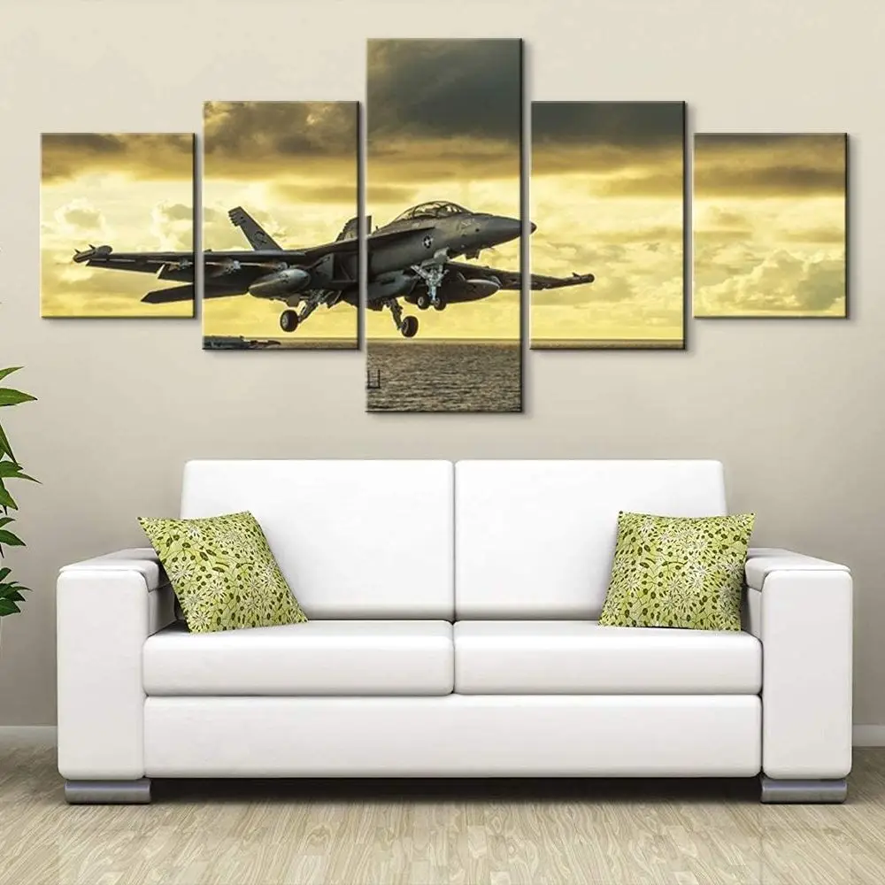 

Aviation Airplane Jets Military Modular Mural 5Pcs Wall Art Canvas Poster Pictures Paintings Home Decor Living Room Decoration