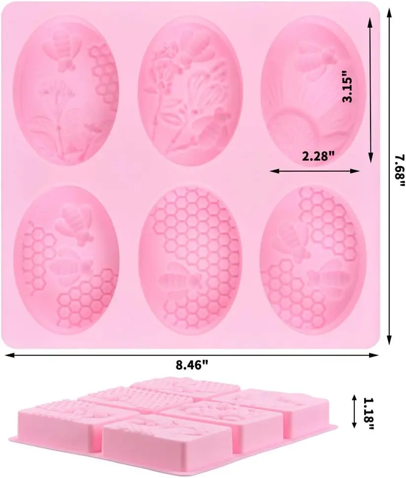 Silicone Soap Molds 6 Cavities Rectangle for Homemade Craft Mold Cake Mold Chocolate Mold ＆ Ice Mold