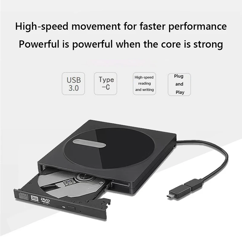 1 PCS USB 3.0 Type C External CD DVD RW Optical Drive Black Plastic DVD Burner Drive For Laptop External CD Player