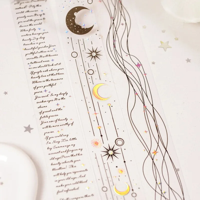 접착 테이프 별이 빛나는 하늘 패턴 장식 테이프 DIY Scrapbooking 수제 앨범 사진 프레임 장식 문구 테이프