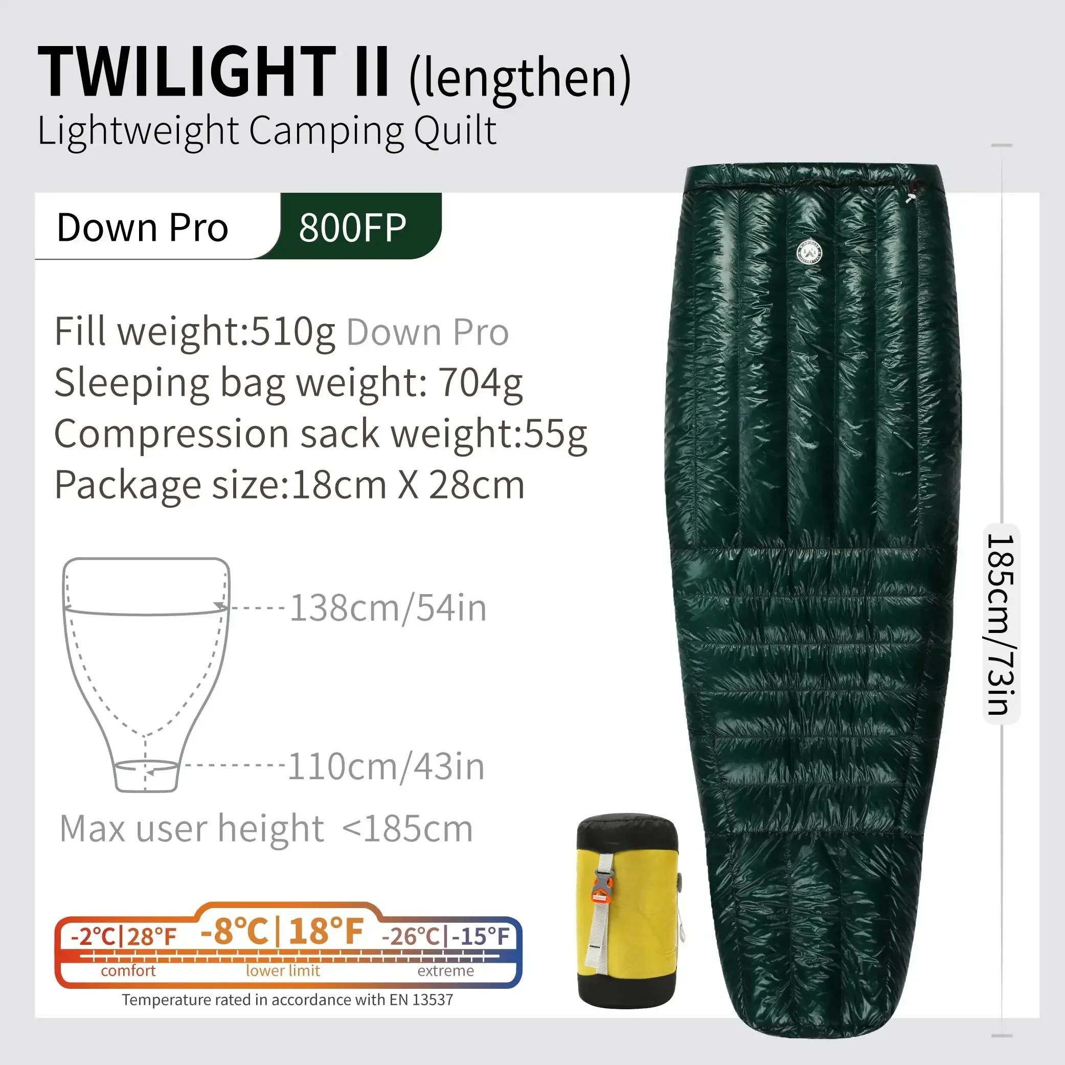 AEGISMAX Wind Hard Twilight 10D -5 Degree 800FP Down Sleeping Bag Ultralight Camping Quilt Sleeping Bag Winter Hiking Equipment