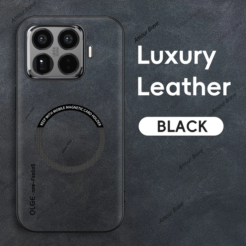 Luxury Leather Magnetic Shockproof Phone Case with Car Holder