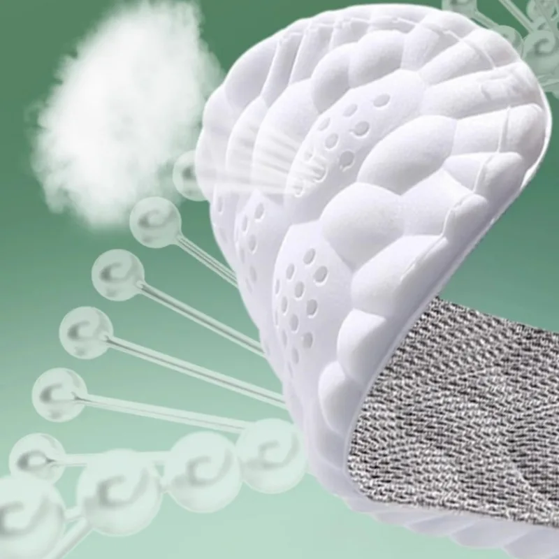 4D Deodorizing Sports Insole Elastic Shock Absorption Shoe Pad Cuttable Massage Insoles Running Marathon High Elasticity Footpad