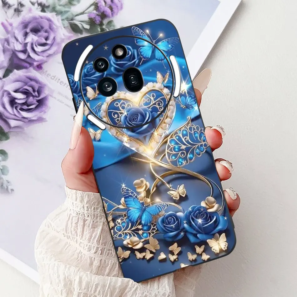 Elegant Butterfly Cat Printed Black Silicone Soft Phone Case