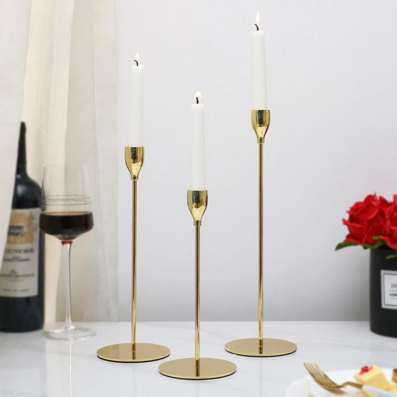 Candle Holders European Style Metal Candle Holders Simple Golden Wedding Decoration Bar Party Living Room Decor Home Decor Candlestick