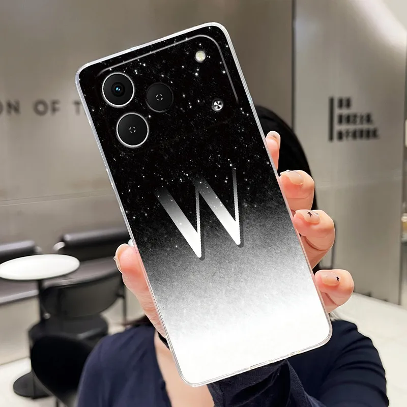 Clear Silicone Aesthetic Luxury Letter Soft TPU Phone Case Cover