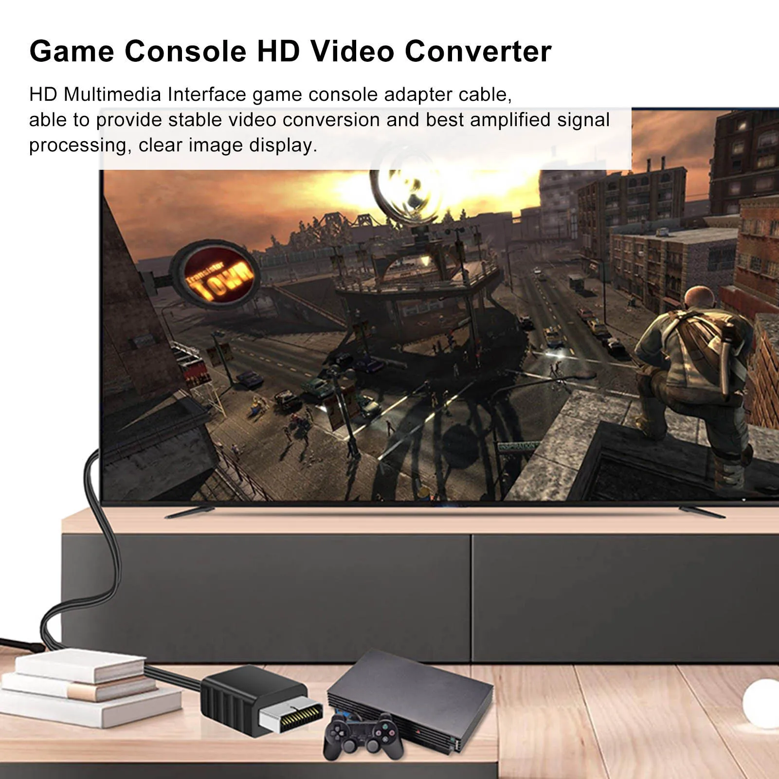 Game Console Converter AV Output Clear Image Portable HD Multimedia Interface Adapter Cable Conversion For Monitor