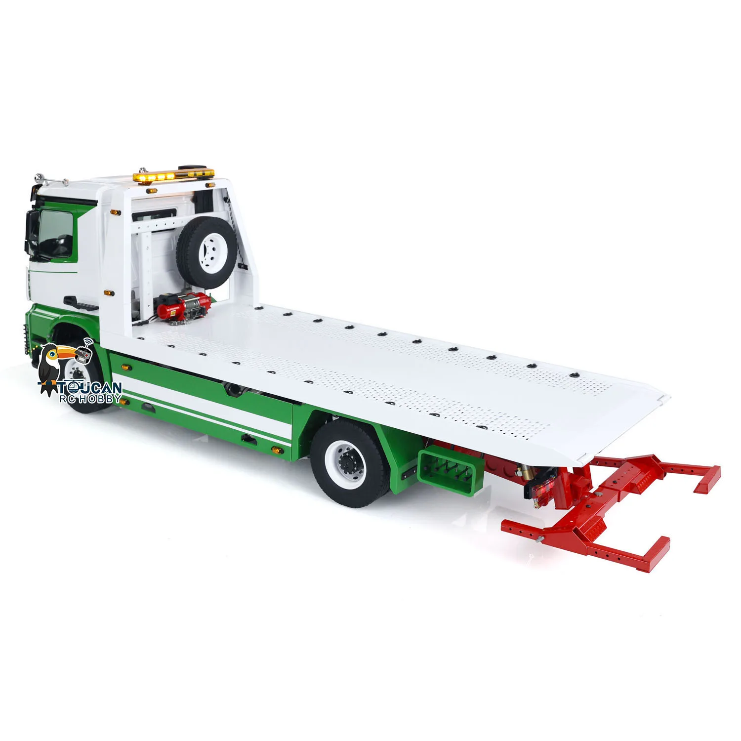 In Stock 1:14 4X4 JDM RC Hydraulic Tow Truck Remote Control Flatbed Wrecker DIY Painted Car Vehicle Light Sound PL18 Radio Model 4
