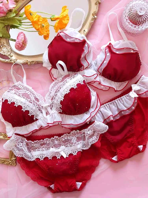 Japonês Sexy Bras E Calcinha Sets Para Mulheres Branco Preto Rosa