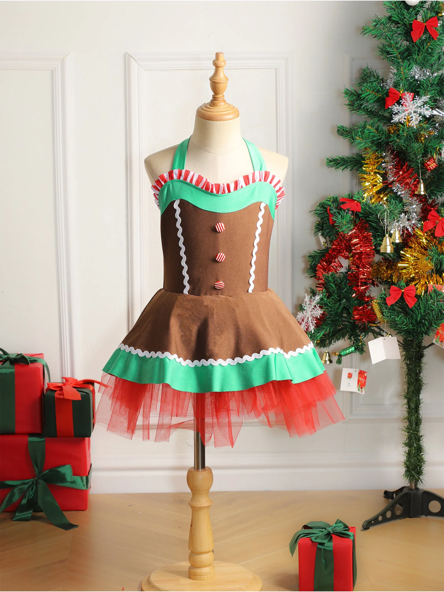 Christmas Costume Gingerbread Tutu Dress Girls Christmas