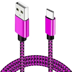 Durable Nylon Braided USB A to Type C Fast Charging Cable - 3m 1pcs (Rose Red)